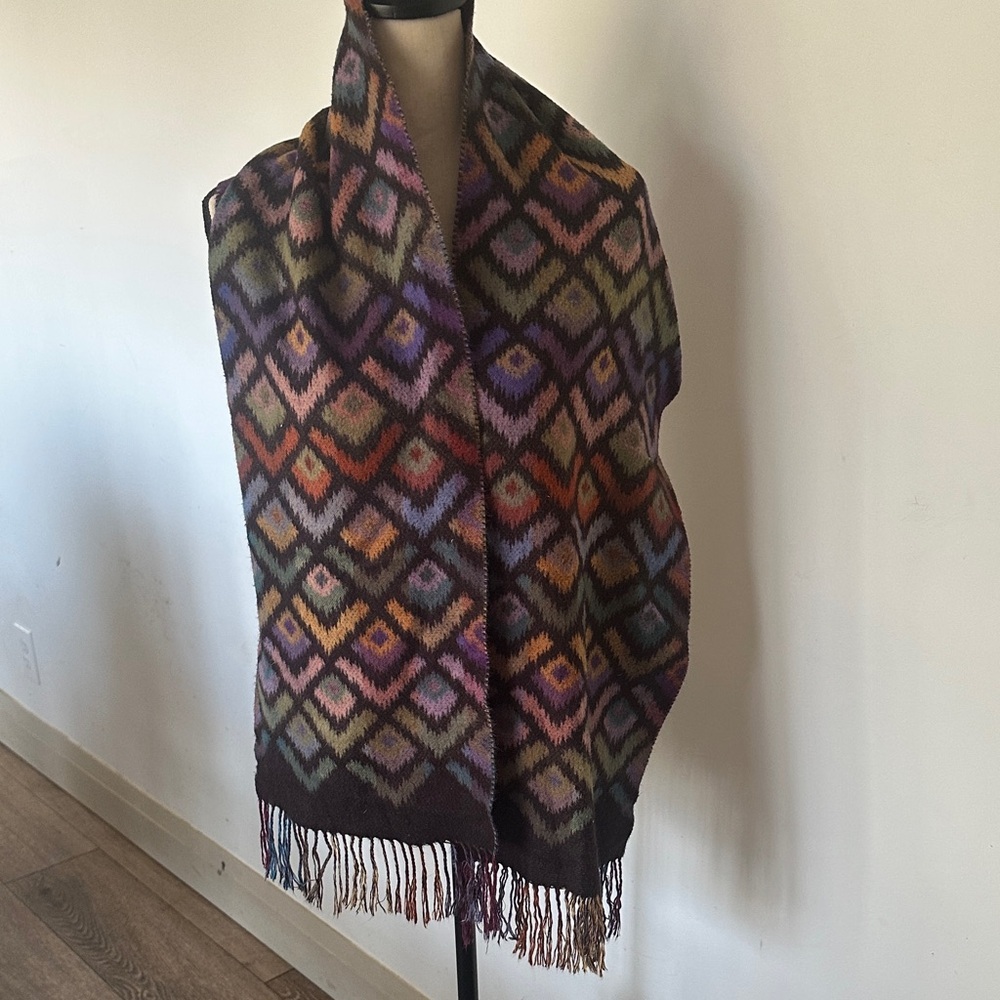 Cashmink Multicolour Geometric Patterned 🧣 Scarf Fringe Rectangle
